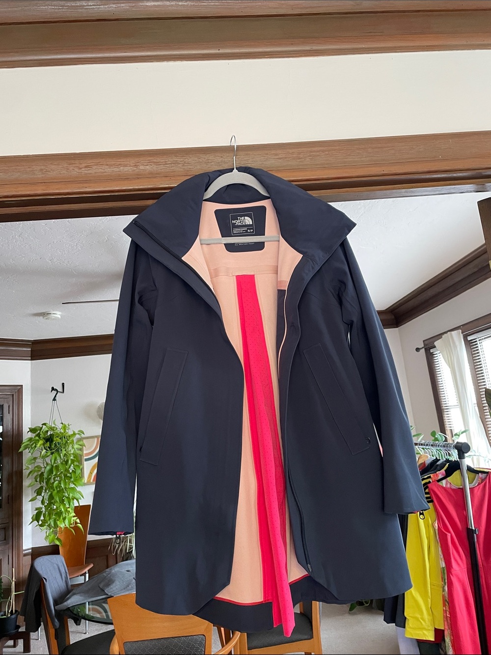 The North Face Women's Black Trench Coat with Pink Lining